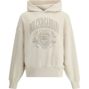 Dolce & Gabbana, Heren, Sweatshirts & Hoodies, Beige, Maat: M Katoen,