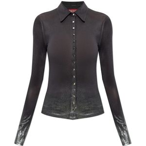 Diesel, Dames, Blouses & Shirts, Grijs, Maat: L Leer,