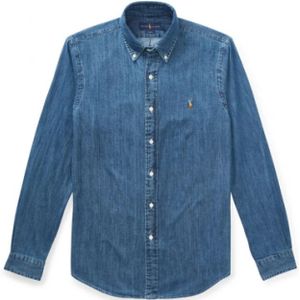 Polo Ralph Lauren, Heren, Overhemden, Blauw, Maat: S Denim,