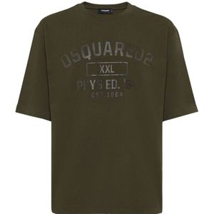 Dsquared2, Heren, Tops, Groen, Maat: M Katoen,