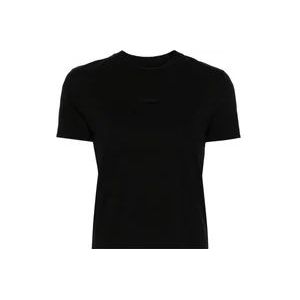 Jacquemus Zwarte T-shirts en Polos met Geborduurd Logo , Black , Dames , Maat: S