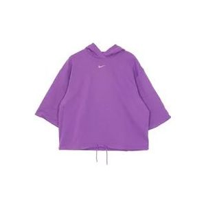Nike Korte mouwen hoodie French Terry , Purple , Dames , Maat: L