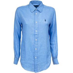 Polo Ralph Lauren, Dames, Blouses & Shirts, Blauw, Maat: S Linnen,