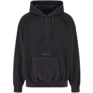 Guess, Heren, Sweatshirts & Hoodies, Zwart, Maat: M Katoen,