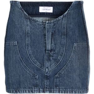 Off White, Dames, Rokken, Blauw, Maat: XS Denim,