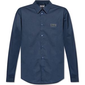 Versace Jeans Couture, Heren, Overhemden, Blauw, Maat: S Katoen,