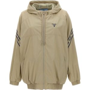 Prada, Dames, Sweatshirts & Hoodies, Beige, Maat: XS Katoen,