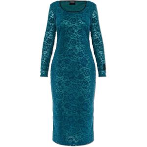 Versace Jeans Couture, Dames, Jurken, Blauw, Maat: 2XS Leer,