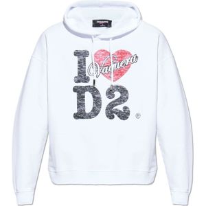 Dsquared2, Heren, Sweatshirts & Hoodies, Wit, Maat: L Katoen,
