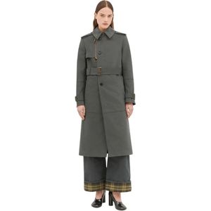 Burberry Geruite Gevoerde Trenchcoat , Gray , Dames , Maat: XS