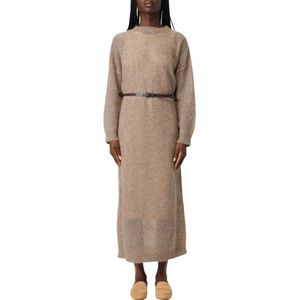 Brunello Cucinelli, Dames, Jurken, Bruin, Maat: M
