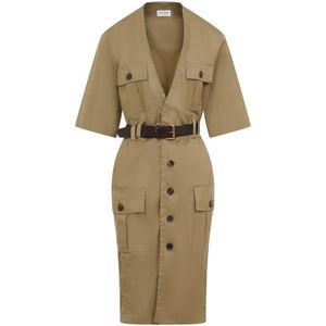 Saint Laurent, Dames, Jurken, Beige, Maat: M Katoen,