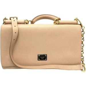 Dolce & Gabbana Pre-owned, Dames, Pre-owned, Beige, Maat: ONE Size Leer,