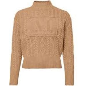 Max Mara - Camelbruine Intarsia-gebreide Logo Trui - Dames