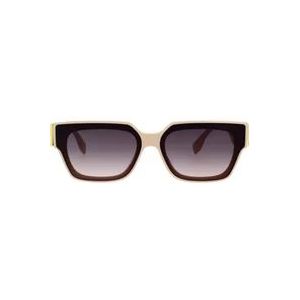 Fendi Glamoureuze zonnebril met ivoorkleurig montuur en grijze verloopglazen , Beige , Heren , Maat: 63 MM