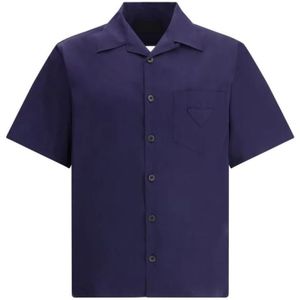 Prada, Heren, Overhemden, Blauw, Maat: M Katoen,