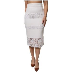 Dolce & Gabbana - Kanten Potloodrok - Wit - Viscose/Acetaat/Katoen/Elastaan/Polyester