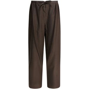 Loulou Studio, Dames, Broeken, Bruin, Maat: XS Wol,