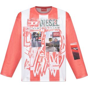 Diesel, Heren, Tops, Rood, Maat: M Poliester,