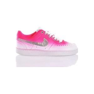 Nike Handgemaakte Wit Roze Sneakers Aangepast , Pink , Dames , Maat: 38 1/2 EU