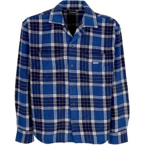 Obey, Heren, Overhemden, Blauw, Maat: S Katoen,