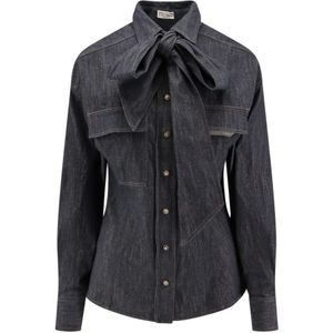 Brunello Cucinelli, Dames, Blouses & Shirts, Blauw, Maat: XS Katoen,