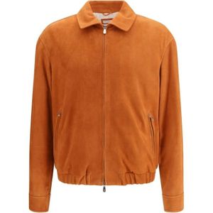 Brunello Cucinelli, Heren, Jassen, Rood, Maat: L Leer,