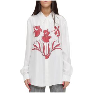 Moschino, Dames, Blouses & Shirts, Wit, Maat: L Zijde,