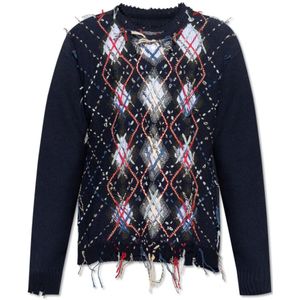 Maison Margiela, Heren, Truien, Blauw, Maat: S Wol,