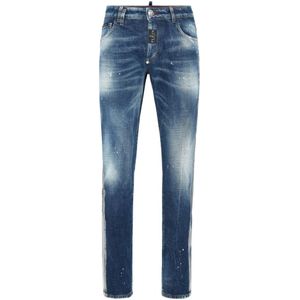 Philipp Plein, Heren, Jeans, Blauw, Maat: W34 Katoen,