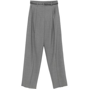 Max Mara Studio, Dames, Broeken, Grijs, Maat: M Wol,