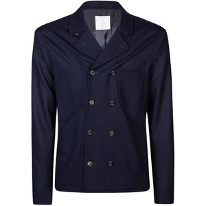 Eleventy, Heren, Jassen, Blauw, Maat: S Katoen,