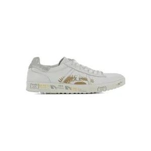 Premiata Verhoogde leren sneakers met gouden details , White , Dames , Maat: 38 EU