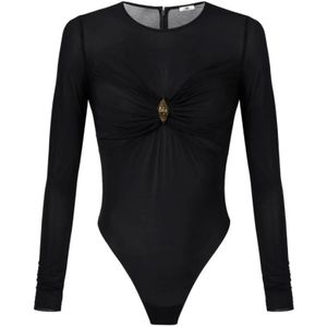 Elisabetta Franchi, Dames, Tops, Zwart, Maat: L Jersey,