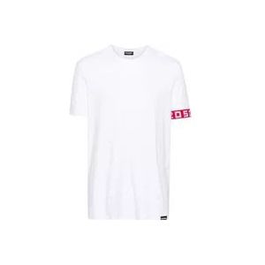 Dsquared2 Witte Crewneck Logo T-shirt , White , Heren , Maat: L