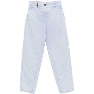Peserico, Dames, Jeans, Blauw, Maat: S Katoen,