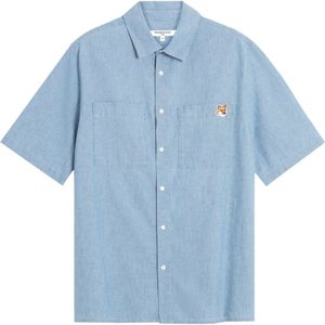 Maison Kitsuné, Heren, Overhemden, Blauw, Maat: XL Katoen,