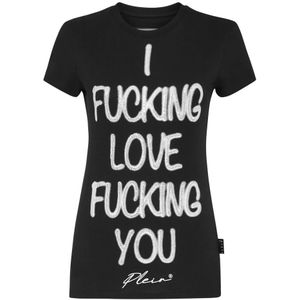 Philipp Plein, Dames, Tops, Zwart, Maat: XS Katoen,