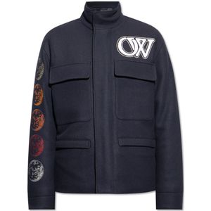 Off White, Heren, Jassen, Blauw, Maat: L Wol,