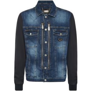 Philipp Plein, Heren, Jassen, Blauw, Maat: S Denim,