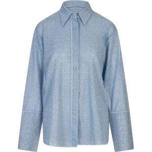 Oseree, Dames, Blouses & Shirts, Blauw, Maat: M/L Polyamide,