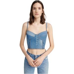 Re/Done, Dames, Tops, Blauw, Maat: XS