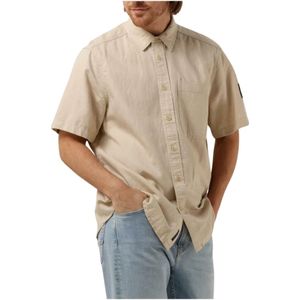 Calvin Klein, Heren, Overhemden, Beige, Maat: XS Linnen,