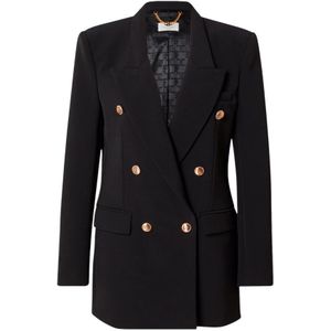 Elisabetta Franchi - Double-Breasted Stretch Crepe Blazer - Zwart