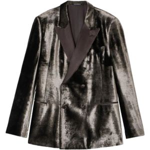 Emporio Armani, Heren, Jassen, Bruin, Maat: L Velours,