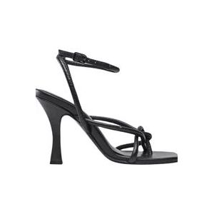 Pinko Leren sandaal met 9 cm hak , Black , Dames , Maat: 39 EU
