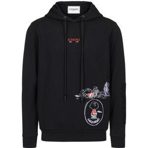 Iceberg, Heren, Sweatshirts & Hoodies, Zwart, Maat: S