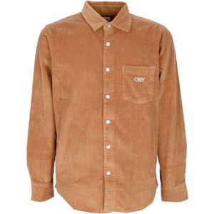 Obey, Heren, Overhemden, Bruin, Maat: XL Katoen,