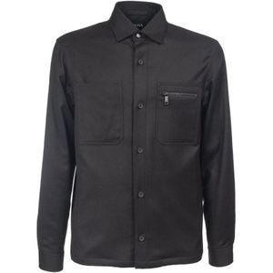 Zegna, Heren, Overhemden, Zwart, Maat: XL Wol,