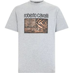 Roberto Cavalli, Heren, Tops, Grijs, Maat: 2XL Katoen,